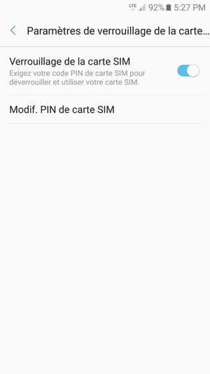 Sélectionnez Modif. PIN de carte SIM