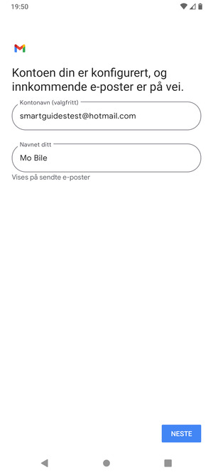 Gi kontoen din et navn, og skriv inn navnet ditt. Velg NESTE