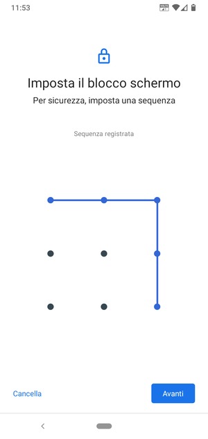 Disegna una sequenza di sblocco e seleziona Avanti