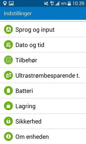 Scroll til og vælg Om enheden