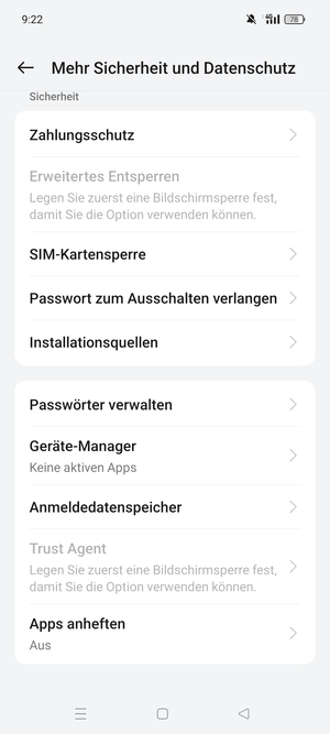 Wählen Sie  SIM-Kartensperre