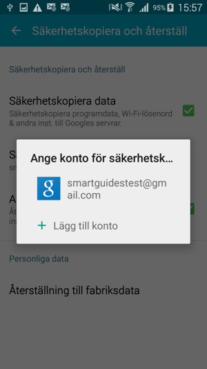 Tryck på ditt säkerhetskopieringskonto