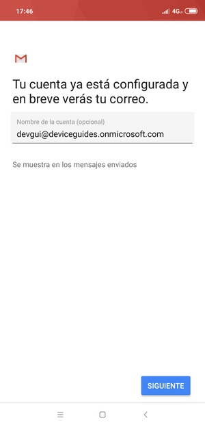 Déle a su cuenta un nombre y seleccione SIGUIENTE