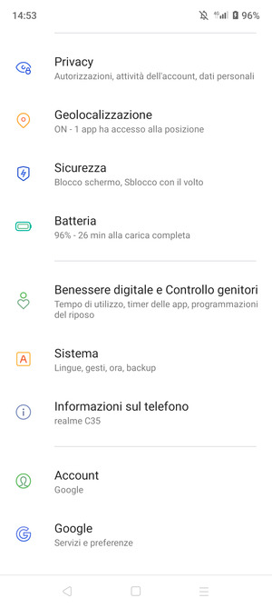 Scorri e seleziona Sicurezza