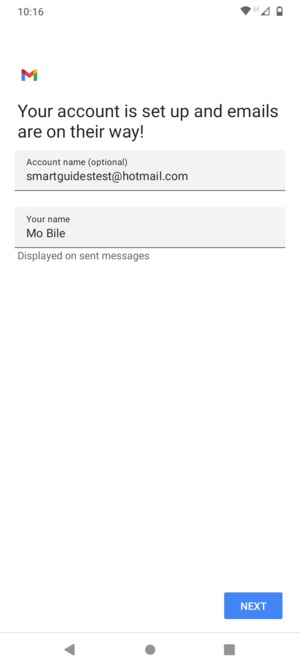 Give your account a name and enter your name. Select NEXT