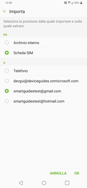 Seleziona Scheda SIM