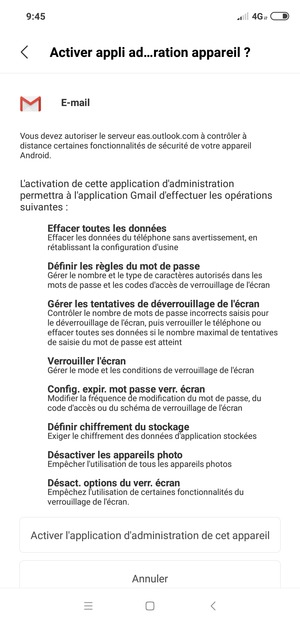 Sélectionnez Activer l'application d'administration de cet appareil