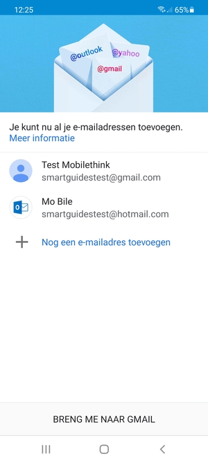 Selecteer BRENG ME NAAR GMAIL