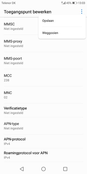 Selecteer
de Menu-knop en selecteer Opslaan
