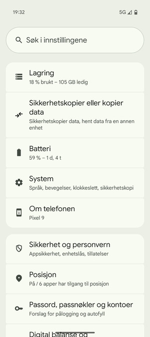 Bla til og velg System