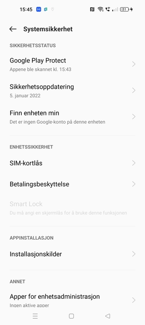 Bla til og velg  SIM-kortlås