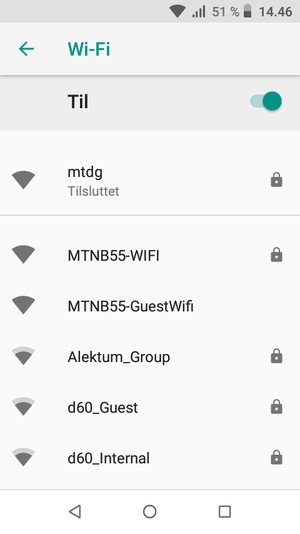 Du er nu tilsluttet Wi-Fi netværket