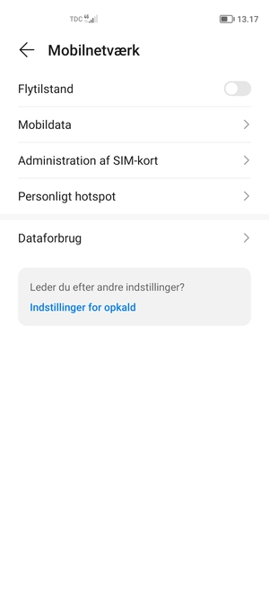 Vælg Mobildata