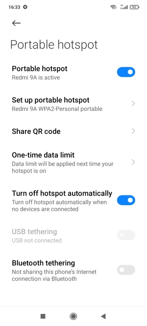 Your phone is now set up for use as a modem