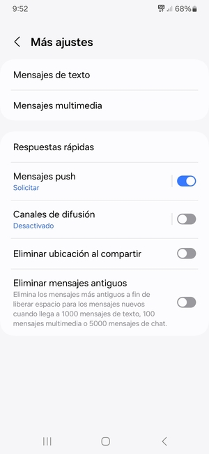 Seleccione Mensajes de texto