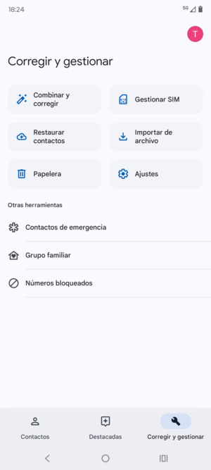 Seleccione Gestionar SIM