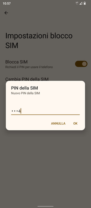 Inserisci Nuovo PIN della SIM e seleziona OK