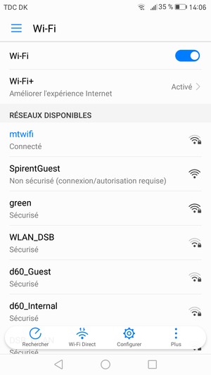 Vous êtes maintenant connecté au réseau Wi-Fi