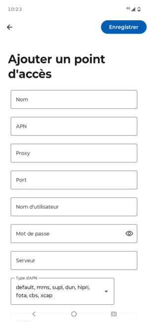 Saisissez les informations MMS