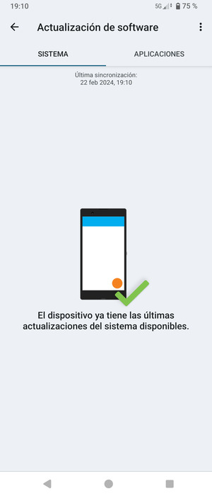 Si su teléfono está actualizado, verá la siguiente pantalla