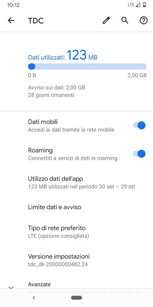 Attiva o disattiva Roaming