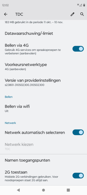 Scroll naar en selecteer Namen toegangspunten