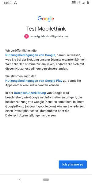 Wählen Sie Ich stimme zu