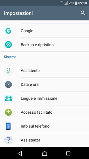 Scorri e seleziona Info sul telefono