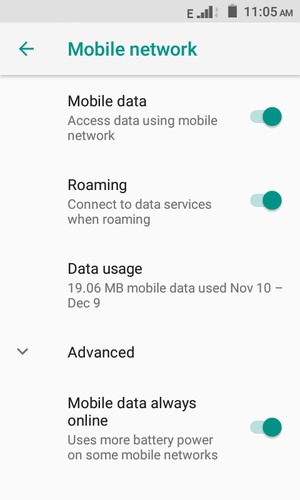 Turn Roaming on or off