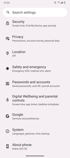 Scroll to and select System