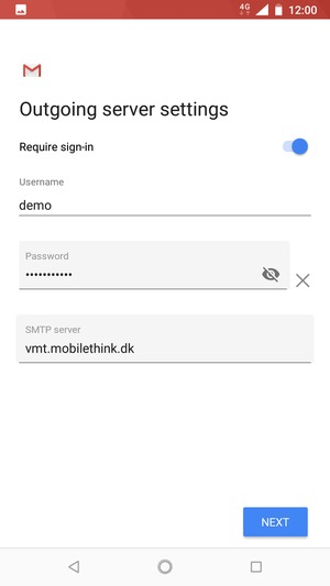Enter  Outgoing server address