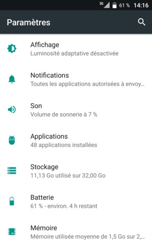 Faites défiler et sélectionnez Batterie 