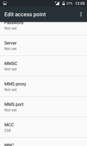 Scroll down and enter MMS information