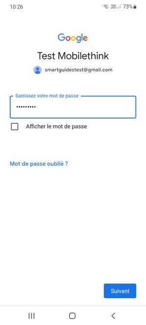 Saisissez votre mot de passe Gmail et sélectionnez Suivant