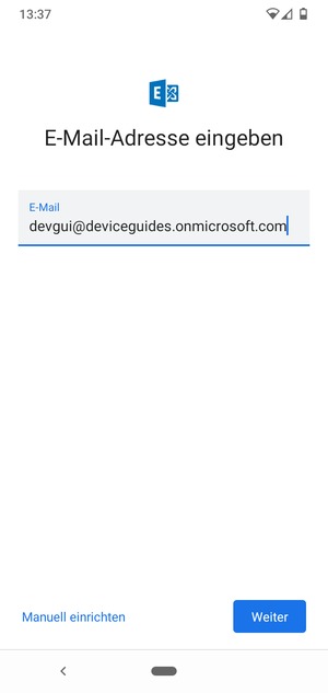 Geben Sie Ihre E-Mail-Adresse ein und wählen Sie Manuell einrichten