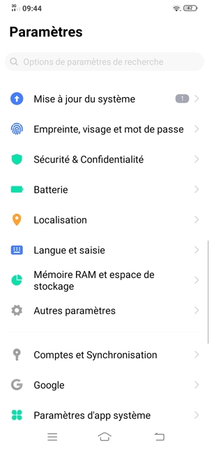 Faites défiler et sélectionnez Sécurité & Confidentialité