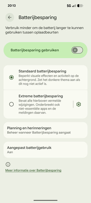 Schakel Batterijbesparing gebruiken in