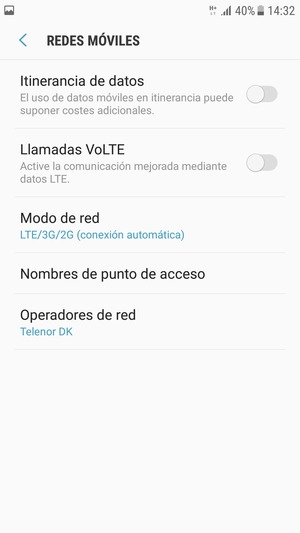 Seleccione Modo de red