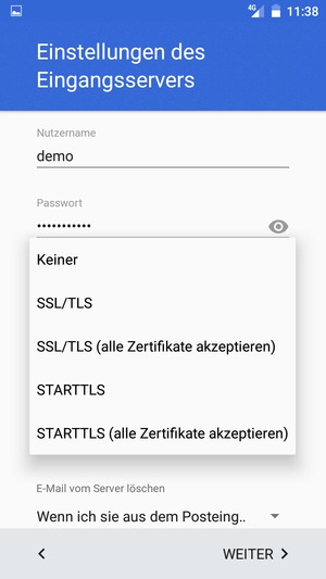 Wählen Sie Keiner und WEITER