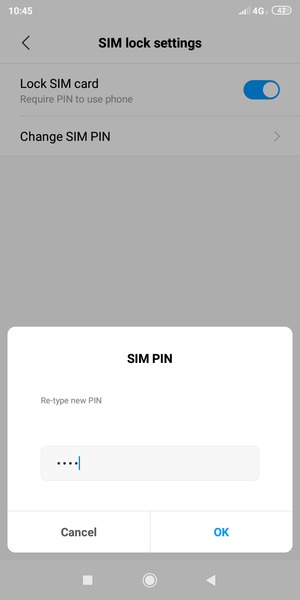 Confirm your new SIM PIN and select OK