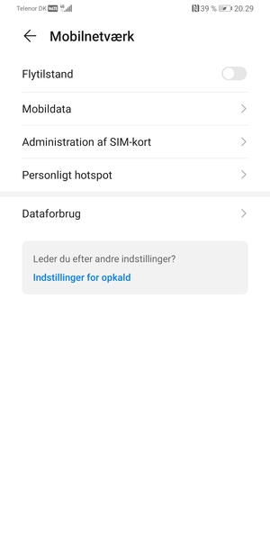 Vælg Mobildata