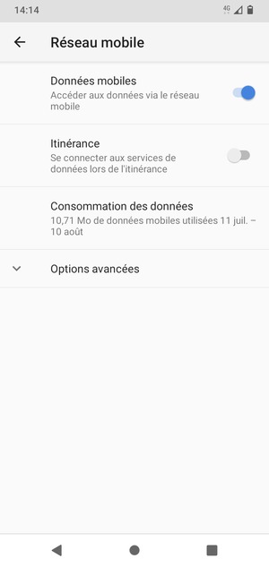 Sélectionnez Options avancées