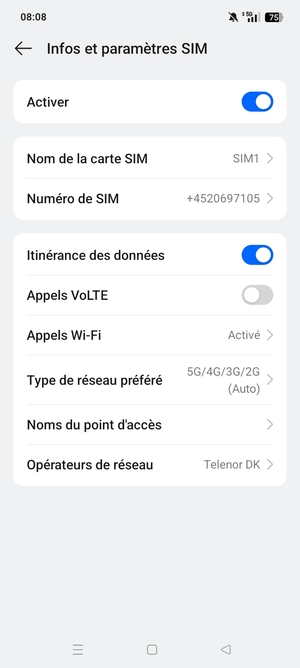 Activer ou désactiver Itinérance des données