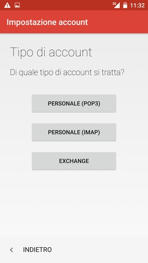 Seleziona PERSONALE (POP) o PERSONALE (IMAP)