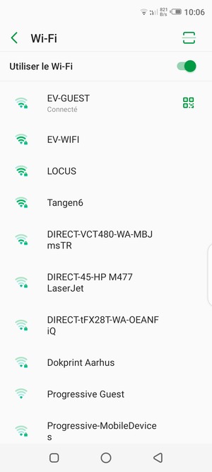 Vous êtes maintenant connecté au réseau Wi-Fi