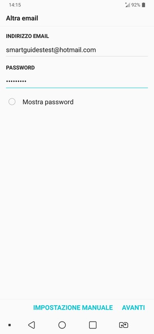 Inserisci il tuo indirizzo email e password. Seleziona AVANTI