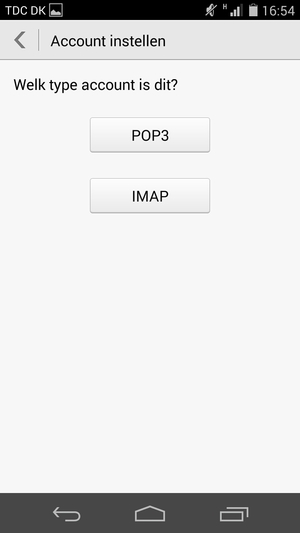 Selecteer POP3 of IMAP