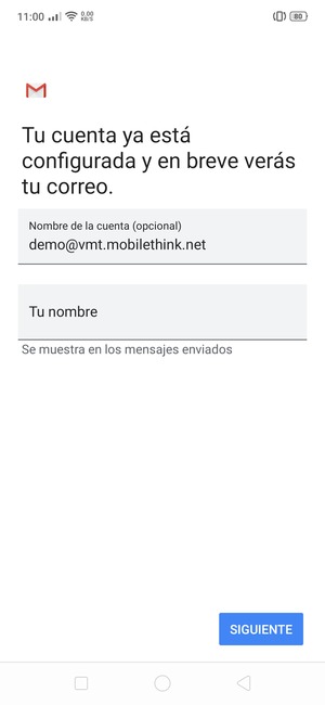 Déle a su cuenta un nombre y escriba su nombre. Seleccione SIGUIENTE