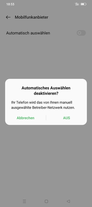 Wählen Sie AUS