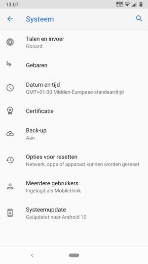 Selecteer Systeemupdate